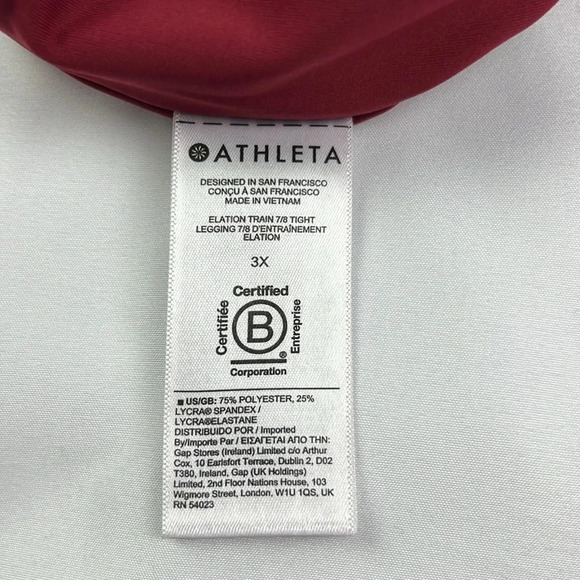 Athleta Women’s 3X Elation Train 7/8 Tight Deep Red - Picture 4 of 11
